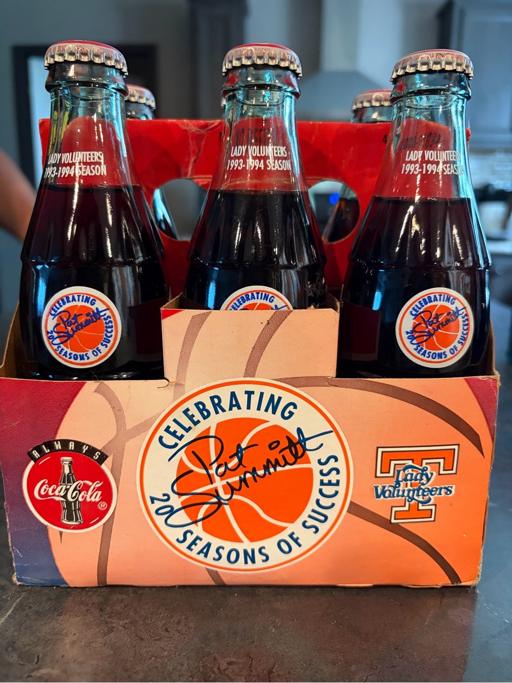 Coca Cola Orange and Blue Lady Volunteers Commemorative Six-Pack